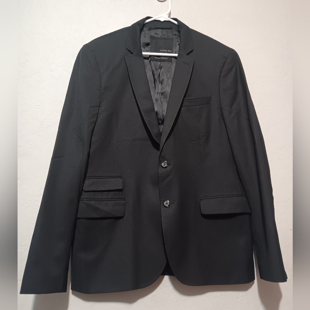 ZARA BLACK TAG by Zara Man Blazer Jacket Black Sz46 Slim Suit Two Button